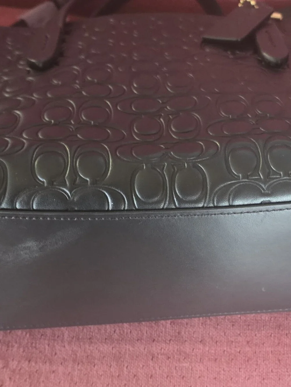 Coach Black Embossed Logo Leather Satchel with Crossbody Strap
